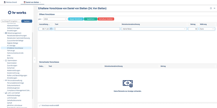 Mit HR WORKS kannst du deinem Team schon im Voraus etwas zur Geschäftsreise beisteuern