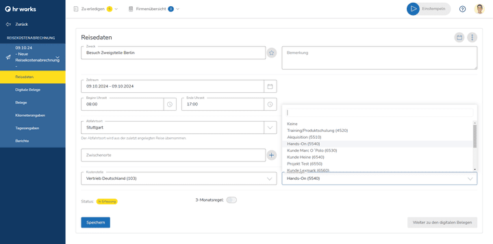 HR WORKS will genau wissen, wann du wie lange wohin gefahren bist