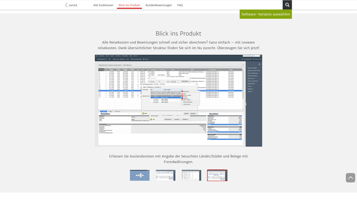 Auch Verpflegungspauschalen für Auslandsreisen sind bereits im Tool hinterlegt