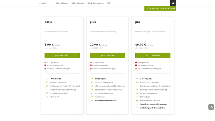 Lexware reisekosten gibt es in drei aufeinander aufbauenden Ausführungen