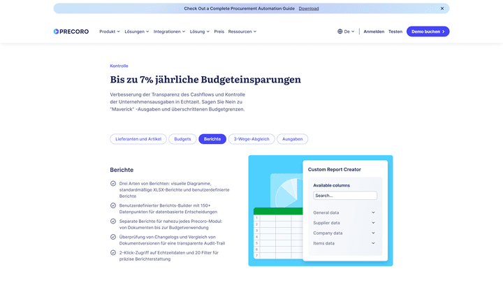 Der Custom-Report-Creator ist ein echtes Highlight von Precoro!