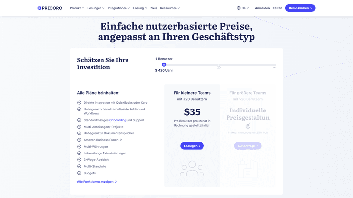 Der Preis ist mit 35 $ pro Monat und User ganz schön satt