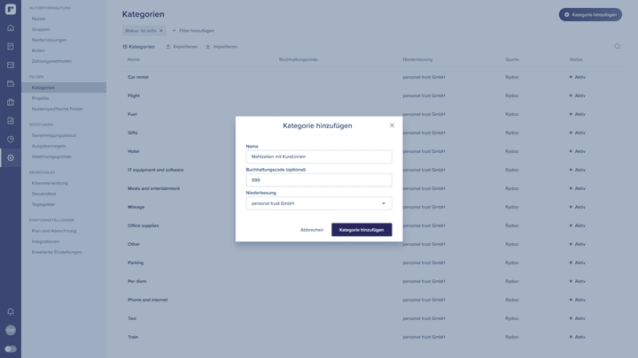 Dir fehlen noch Ausgabenkategorien? Dann füge sie mit drei Klicks hinzu!