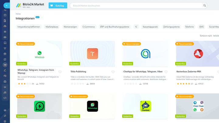 Über Integrationen und Apps kannst du die Fähigkeiten von Bitrix24 fast grenzenlos steigern