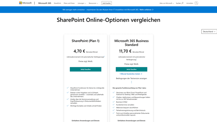 SharePoint gibt es als Komplettpaket mit weiteren Microsoft-Office-Anwendungen oder als Einzelversion