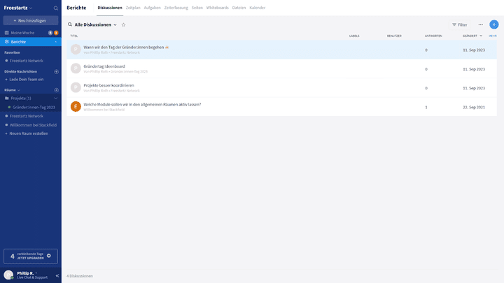 Chatverläufe, die wichtige und diskussionswürdige Themen beinhalten, können ganz bequem in eigene Diskussionsräume überführt werden