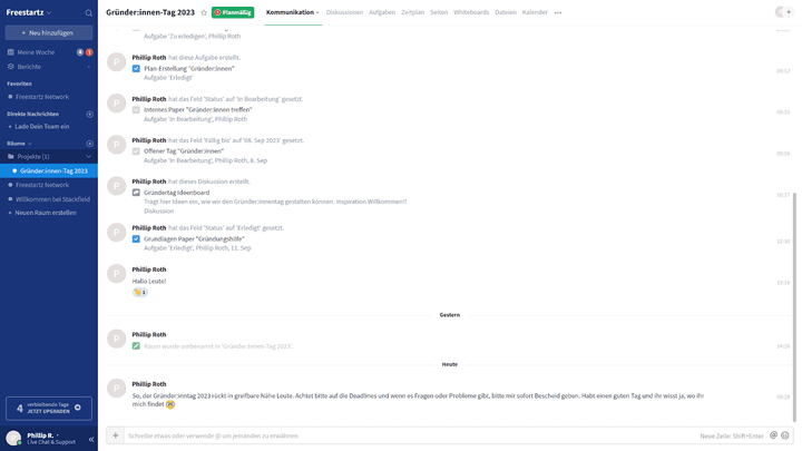 In den Gruppenräumen tauscht du dich mit deinem Team aus und informierst über Aktivitäten