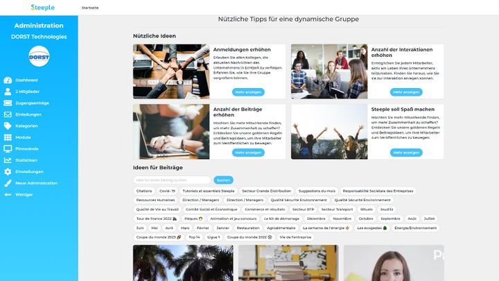 Neben den Modulen hat Steeple auch Vorlagen für Content-Beiträge und liefert ständig neue Anregungen