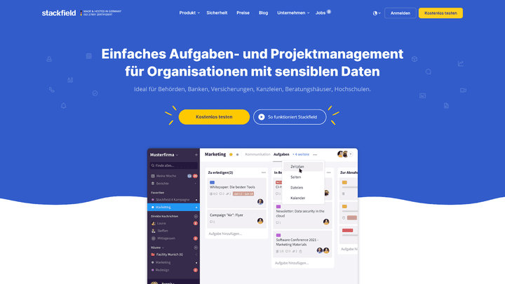 Stackfield hat eine sehr ansprechende Oberfläche und gelungene Optik