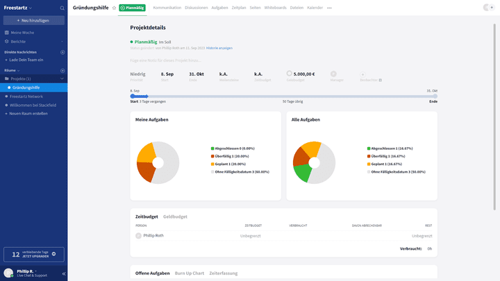 Mit Projektportfolios behältst du den Überblick über alle Aufgaben, den Projektfortschritt und dein Budget