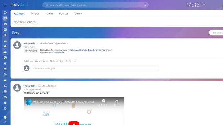 Für den Feed kannst du Beiträge auch mit Medieninhalten wie Videos oder Grafiken kombinieren