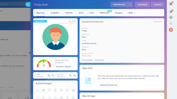 Jeder User hat ein persönliches Nutzerprofil, das er individuell gestalten kann