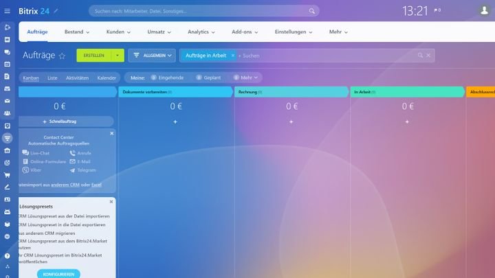 Bitrix24 liefert u.a. mit einem CRM-Tool und einer Helpdesk-Integration weitere nützliche Komponenten