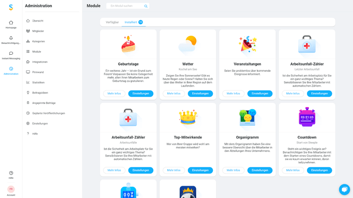 Steeple liefert dir fertige Module, die du mit wenig Aufwand anpassen und in dein Intranet einbinden kannst