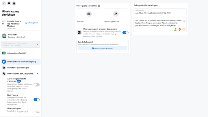 Ob Videoübertragungen von Live-Events oder Videokonferenzen, Workplace ist hier gut aufgestellt