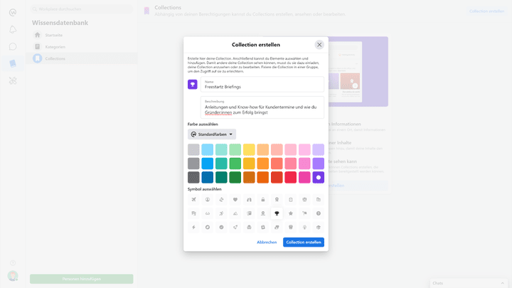Du kannst allgemeine Handbücher erstellen oder für Gruppen spezifische Collections - jedes Team hat so Zugriff auf die benötigten Ressourcen