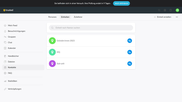 Mit der integrierten Kontaktdatenbank kannst du Kundenkontakte oder deine Lieferanten verwalten