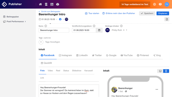 Der Content-Editor von facelift ist simpel aufgebaut und daher sehr benutzerfreundlich