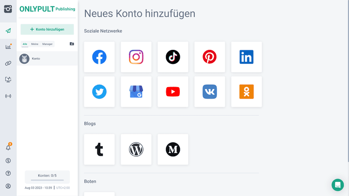 Du kannst mit Onlypult alle großen Social-Media-Plattformen und Netzwerke nutzen