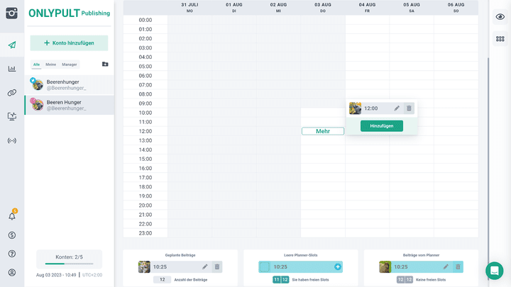 Der Social-Media-Kalender ist übersichtlich und erlaubt verschiedene Ansichten und Filteroptionen
