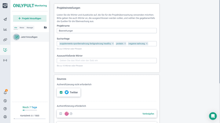Mit dem integrierten Monitoring-Tool kannst du deine Marken-Erwähnungen tracken und bekommst mit, was deine COmmunity interessiert