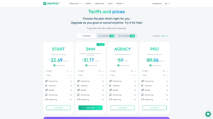 Das Pricing von Onlypult ist gemessen an den vorhandenen Leistungen mehr als fair!