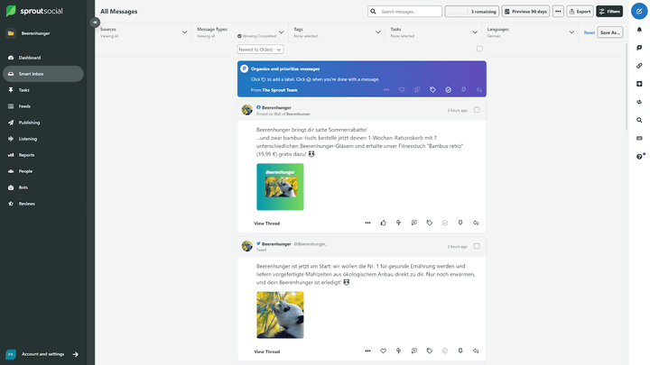 Du hast nicht nur einfach eine zentrale Inbox, sondern sogar ein Social-Media-CRM. Stark!