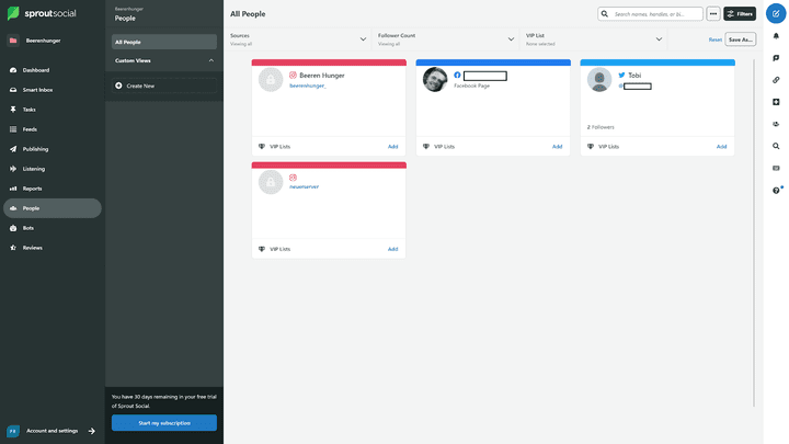 Mit dem Social-Media CRM hast du ein starkes Feature für das Kontaktmanagement!