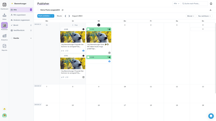Mit dem Content-Kalender behältst du auch die Planung für mehrere Wochen immer gut im Blick