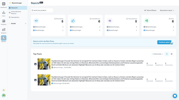 Mit den Reportings in Echtzeit-Dashboard verschaffst du dir in sekundenschnelle eine Übersicht über deine Profile