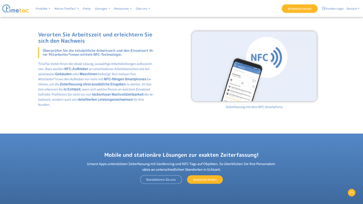 TimeTacs NFC-Technologie macht die Zeiterfassung besonders unkompliziert