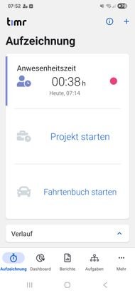 Die timr App ist übersichtlich, modern und ansprechend gestaltet. Große Buttons und klare Beschriftungen sorgen dafür, dass deine Mitarbeiter:innen ihre Zeiten auch mobil stressfrei erfassen können.