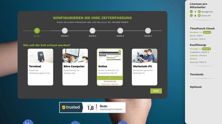 Im Preisrechner von TimePunch finden Sie genau das Angebot, das zu Ihnen passt