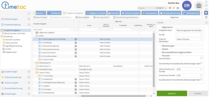 In vielen Tools wie etwa TimeTac verwalten Sie nicht nur Ihre Arbeitszeiten, sondern auch Ihre Projekte und Aufgaben