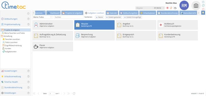 Buchen Sie einfach und schnell Ihre Zeiten auf Ihre aktuellen To-Dos und verlieren Sie keine Tasks aus den Augen