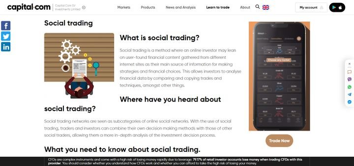 Über Social und Copy Trading informiert capital.com zwar, bietet aber keine entsprechenden Features an