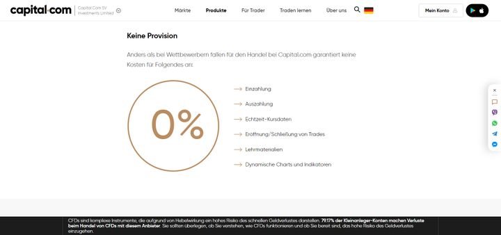 capital.com erhebt keine versteckten zusätzlichen Gebühren