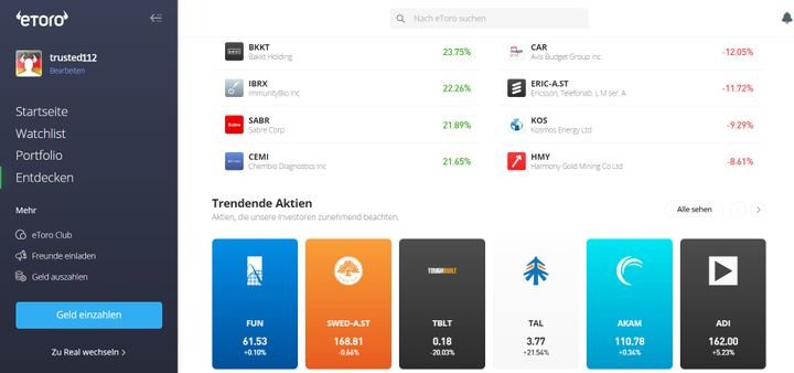 Die Auswahl an Aktien auf eToro ist solide, könnte aber größer sein