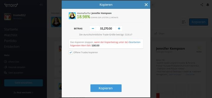 Kopieren Sie mit nur wenigen Klicks die Trading-Strategien erfolgreicher eToro-User