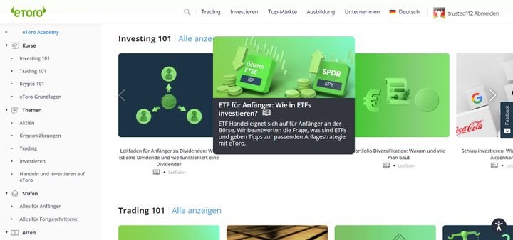 In der eToro Academy erfahren Sie alles, was Sie über Trading, Investieren und Co. wissen müssen