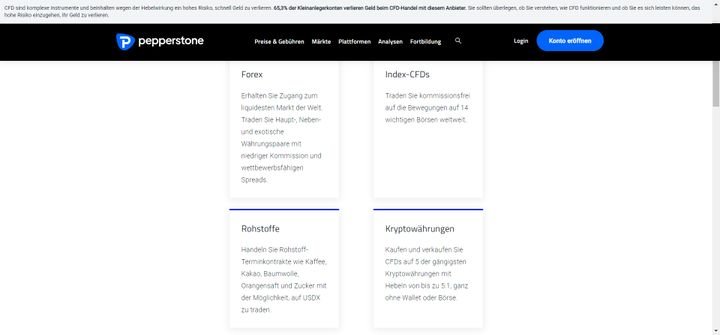 Auf Pepperstone handeln Sie mit CFDs für Aktien, ETFs, Indizes, Kryptowährungen und mehr