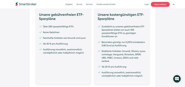 ETFs, Aktien und Fonds lassen sich auf Smartbroker ab 25 Euro pro Monat flexible besparen