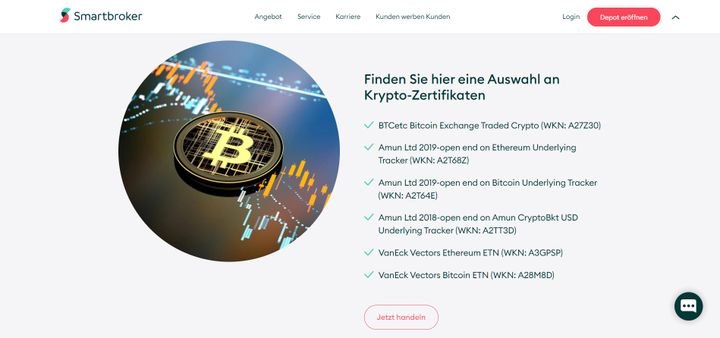 Kryptowährungen gibt es auf Smartbroker nur in Form von ETFs