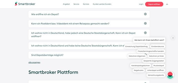Im FAQ-Bereich von Smartbroker finden Sie Antworten auf häufig gestellte Fragen und Infos rund um die Plattform