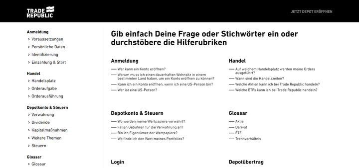 Im Helpcenter finden Sie häufig gestellte Fragen und wichtige Hintergrundinfos zu Trade Republic