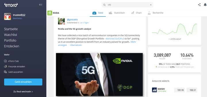 eToro ist auch dank seines Social-Trading-Ansatzes Sieger des trusted-Vergleichs. Achtung: Die Wertentwicklung in der Vergangenheit ist kein Indikator für zukünftige Ergebnisse.