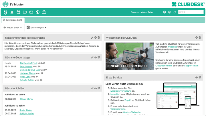 Mit ClubDesk haben Sie alle Informationen und Daten zu Verein und Mitgliedern immer im Blick