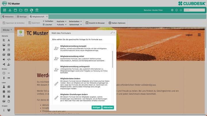 Mithilfe von Webformularen können Sie diverse Informationen von Ihren Mitgliedern einholen.