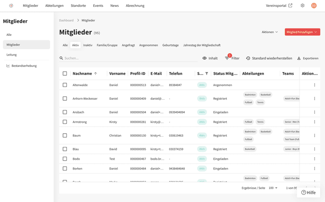 Mit KURABU verwalten Sie Ihre Mitglieder einfach und übersichtlich