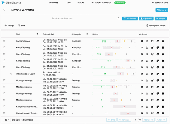 Erstellen Sie Termine und Terminerinnerungen für Ihre Mitglieder